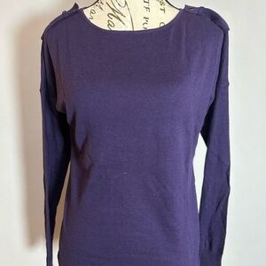 LOFT Purple Fitted Crew Neck Thin , Lightweight Sweater